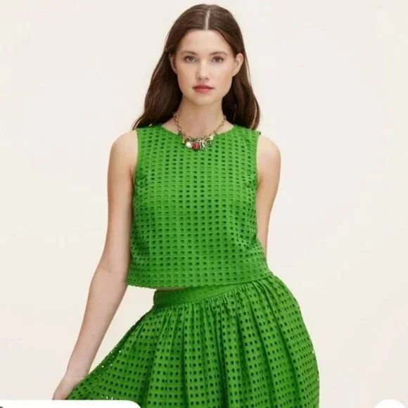 Kate Spade X Target Eyelet Shell Tank Blouse Top Women’s XL Green Sleeveless - Picture 1 of 8